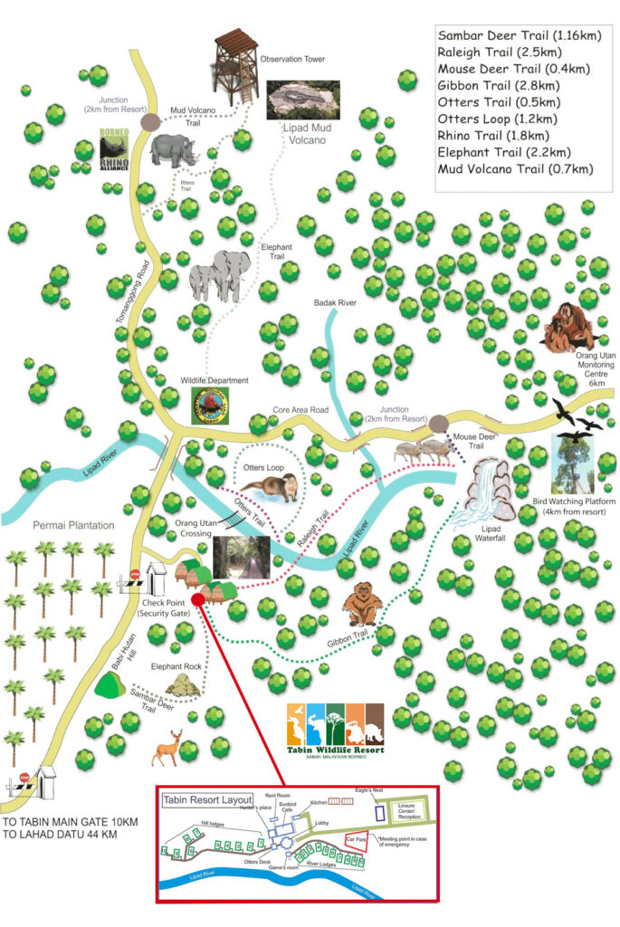 Road Trail Map – Tabin Wildlife Resort